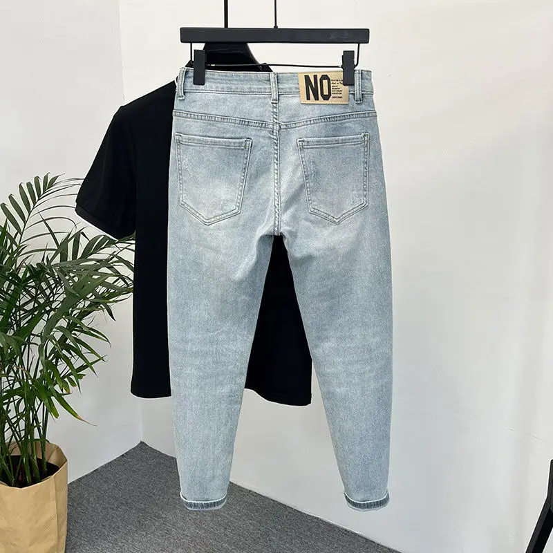 Jeans Men's Trendy Brand Light-colored Fashion Youth Casual Pants Cowboy Simple Ruffian Handsome Slim-fitting Skinny Jeans Men 6 Jeans Men's Trendy Brand Light-colored Fashion Youth Casual Pants Cowboy Simple Ruffian Handsome Slim-fitting Skinny Jeans Men - Image 6