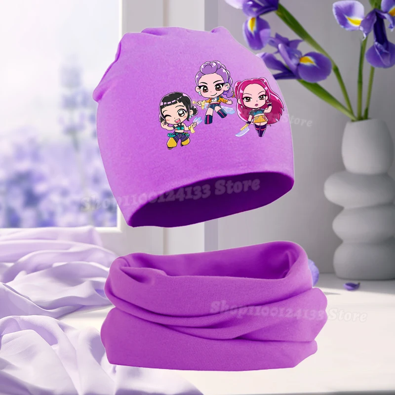 Demone Hunter Girl Baby Hat Scarf Cute Anime Y2K Kawaii Kids Autumn Winter Warm Comfortable Harajuku Beanie Knit Cap Collar 2Pcs 3 Demone Hunter Girl Baby Hat Scarf Cute Anime Y2K Kawaii Kids Autumn Winter Warm Comfortable Harajuku Beanie Knit Cap Collar 2Pcs - Image 3