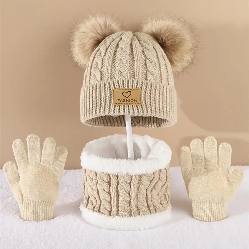Toddler Kids Pom Pom Decor Beanie & Infinity Scarf & Gloves Boys Girls Winter Warm Suit 6 Toddler Kids Pom Pom Decor Beanie & Infinity Scarf & Gloves Boys Girls Winter Warm Suit - Image 6