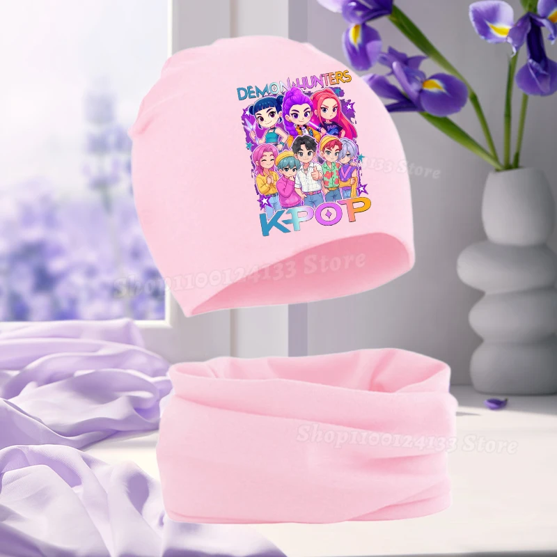 Demone Hunter Girl Baby Hat Scarf Cute Anime Y2K Kawaii Kids Autumn Winter Warm Comfortable Harajuku Beanie Knit Cap Collar 2Pcs 2 Demone Hunter Girl Baby Hat Scarf Cute Anime Y2K Kawaii Kids Autumn Winter Warm Comfortable Harajuku Beanie Knit Cap Collar 2Pcs - Image 2
